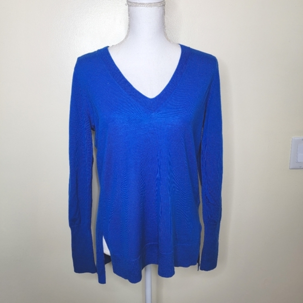 J.Crew Merino Wool Cobalt Blue V-Neck Sweater Size XS